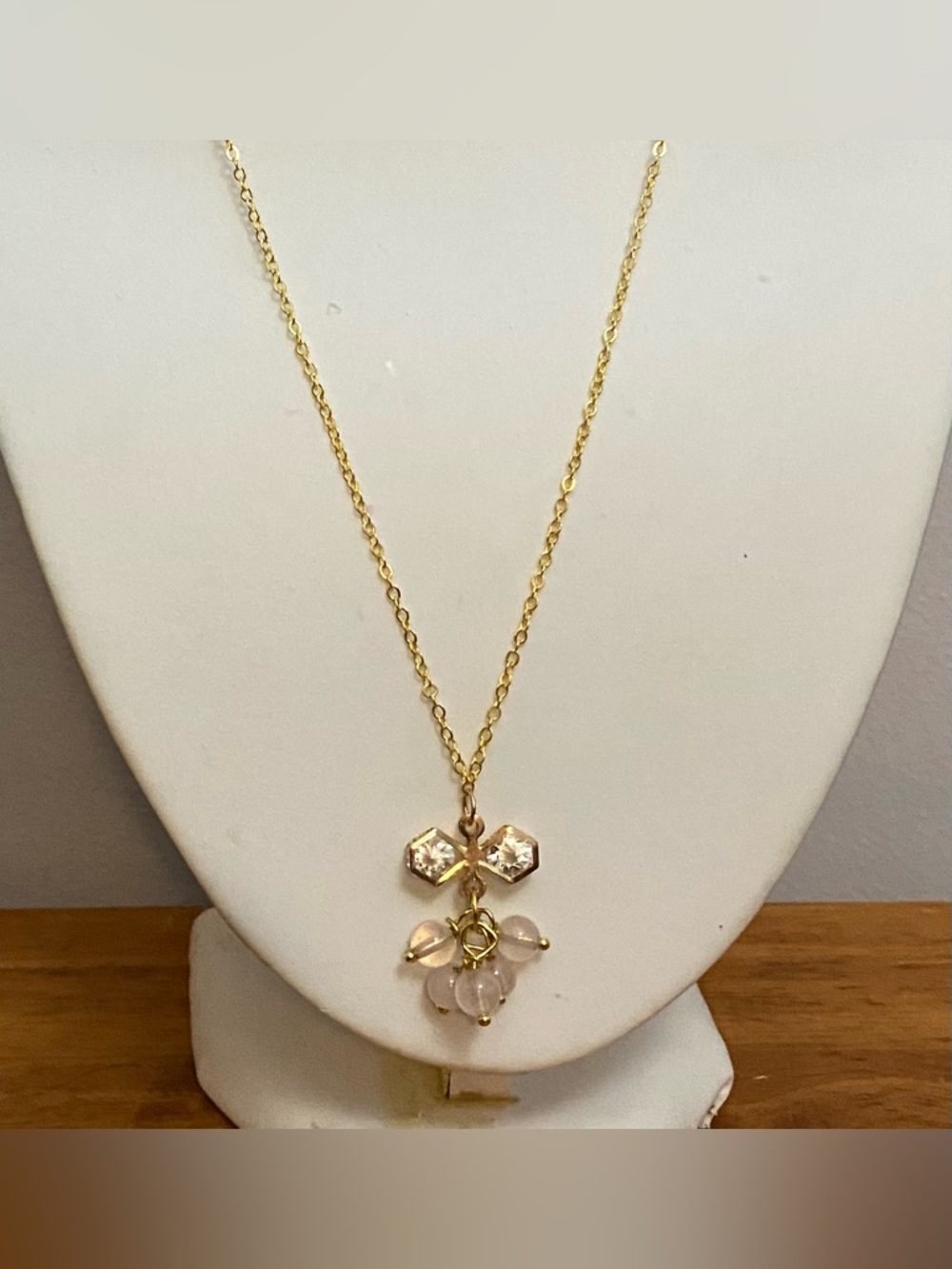 NEW Rose Quartz and crystal necklace